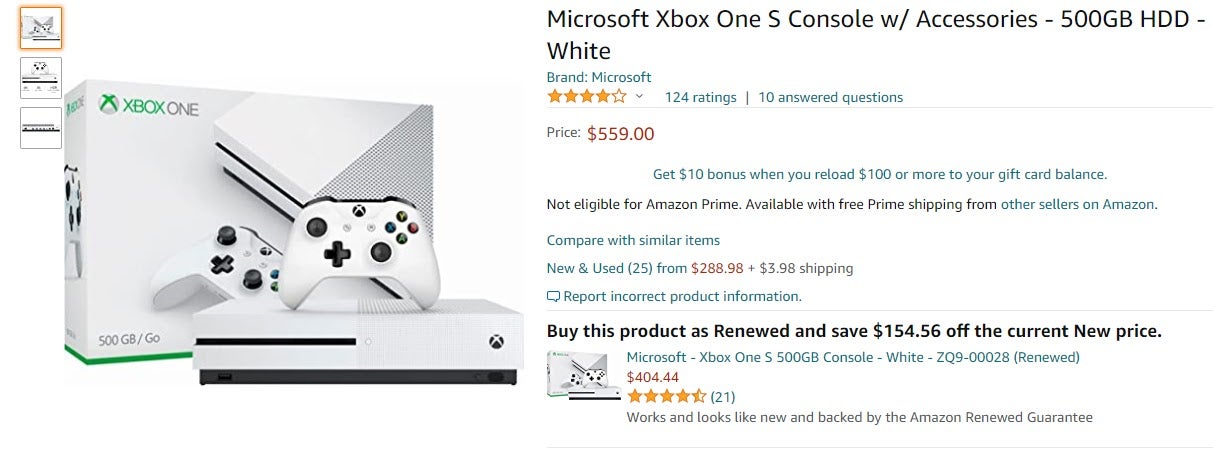 This is not a good price for an Xbox One S.  (Screenshot: Amazon / Kotaku)