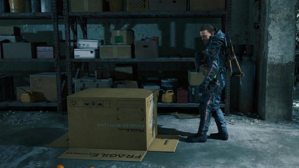 Norman Reedus and the Oddly Human-Sized Box. (Screenshot: Sony)