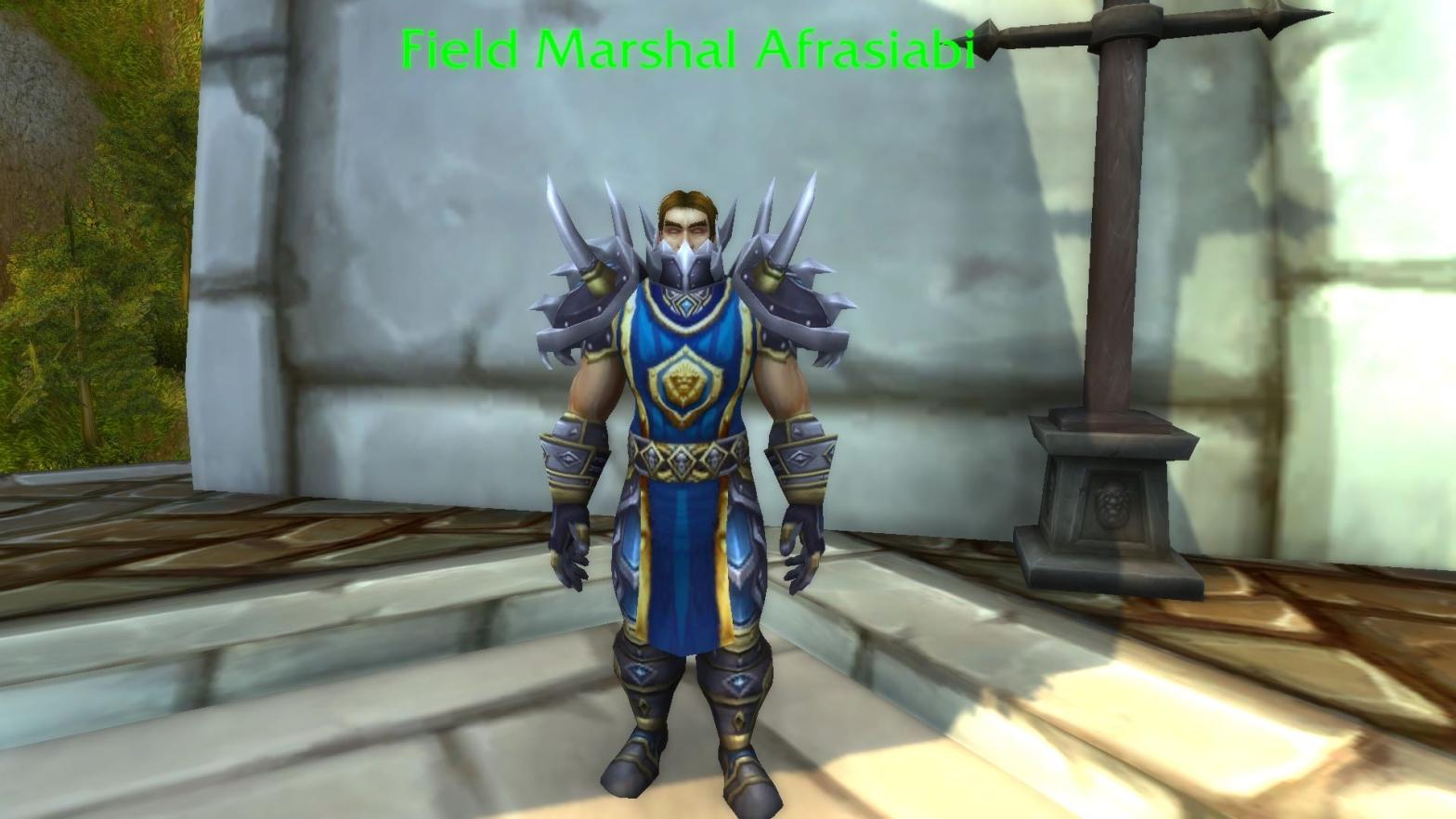 Field Marshal Afrasiabi is one of multiple NPCs named for Alex Afrasiabi who is mentioned in the Activision Blizzard lawsuit. (Screenshot: Blizzard / Kotaku)