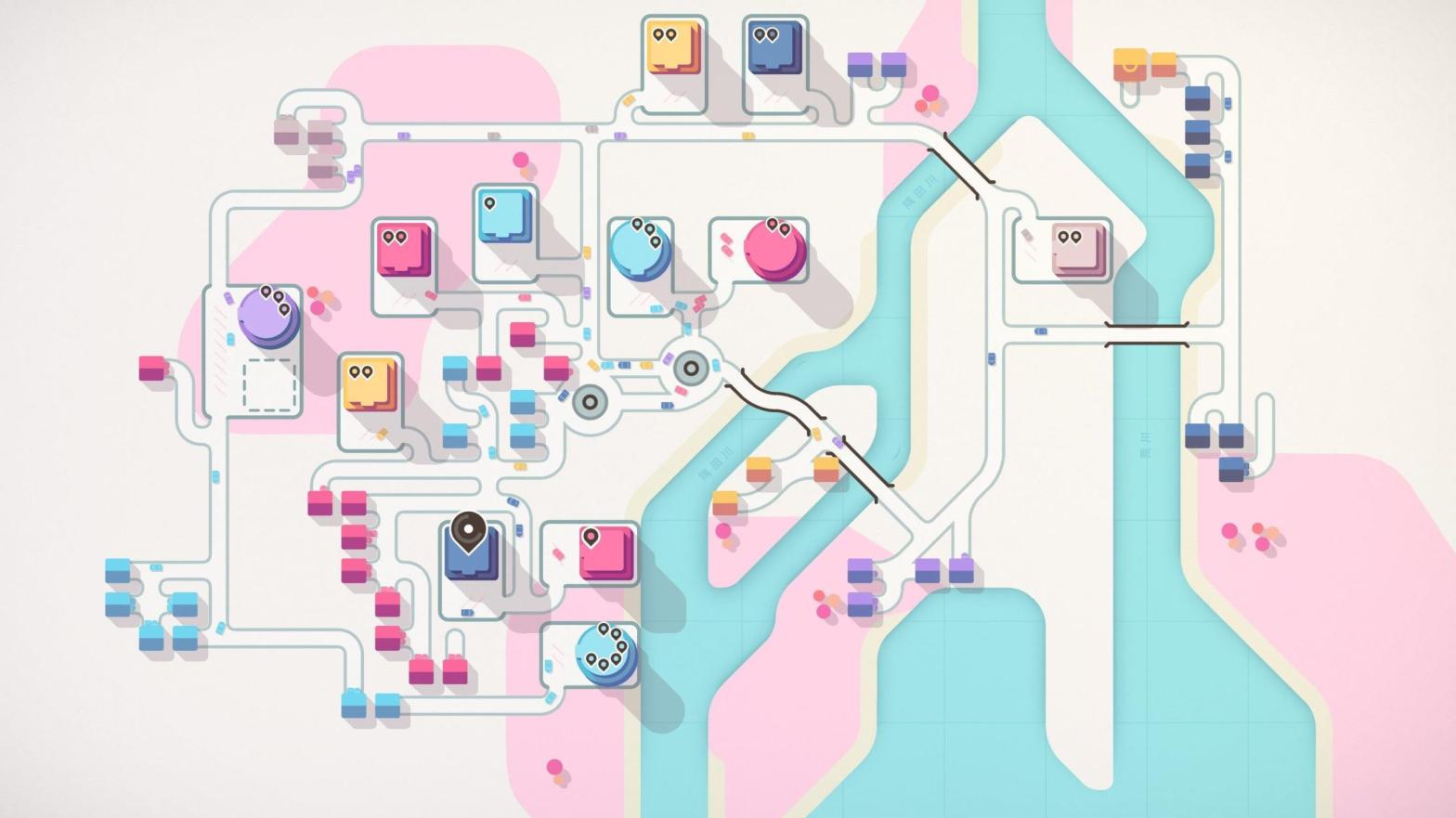 Tokyo's map has a locally-themed colour palette (Screenshot: Kotaku)