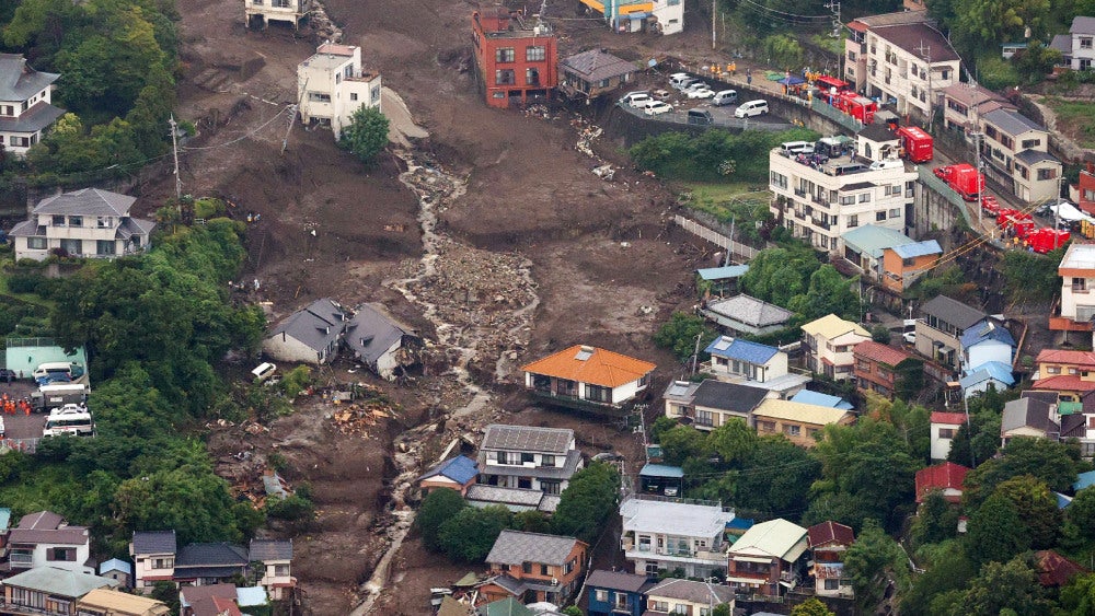 The landslide destroyed 122 houses in Atami, Shizuoka.  (Photo: STR/JIJI PRESS/AFP, Getty Images)