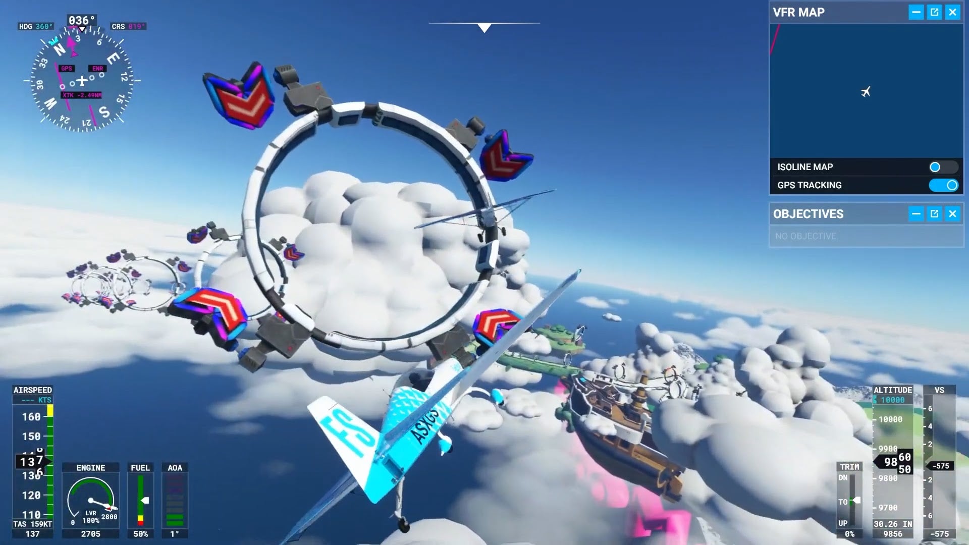 I'd fly more often if the sky looked like this.  (Screenshot: Microsoft / Nintendo / Illogicoma)