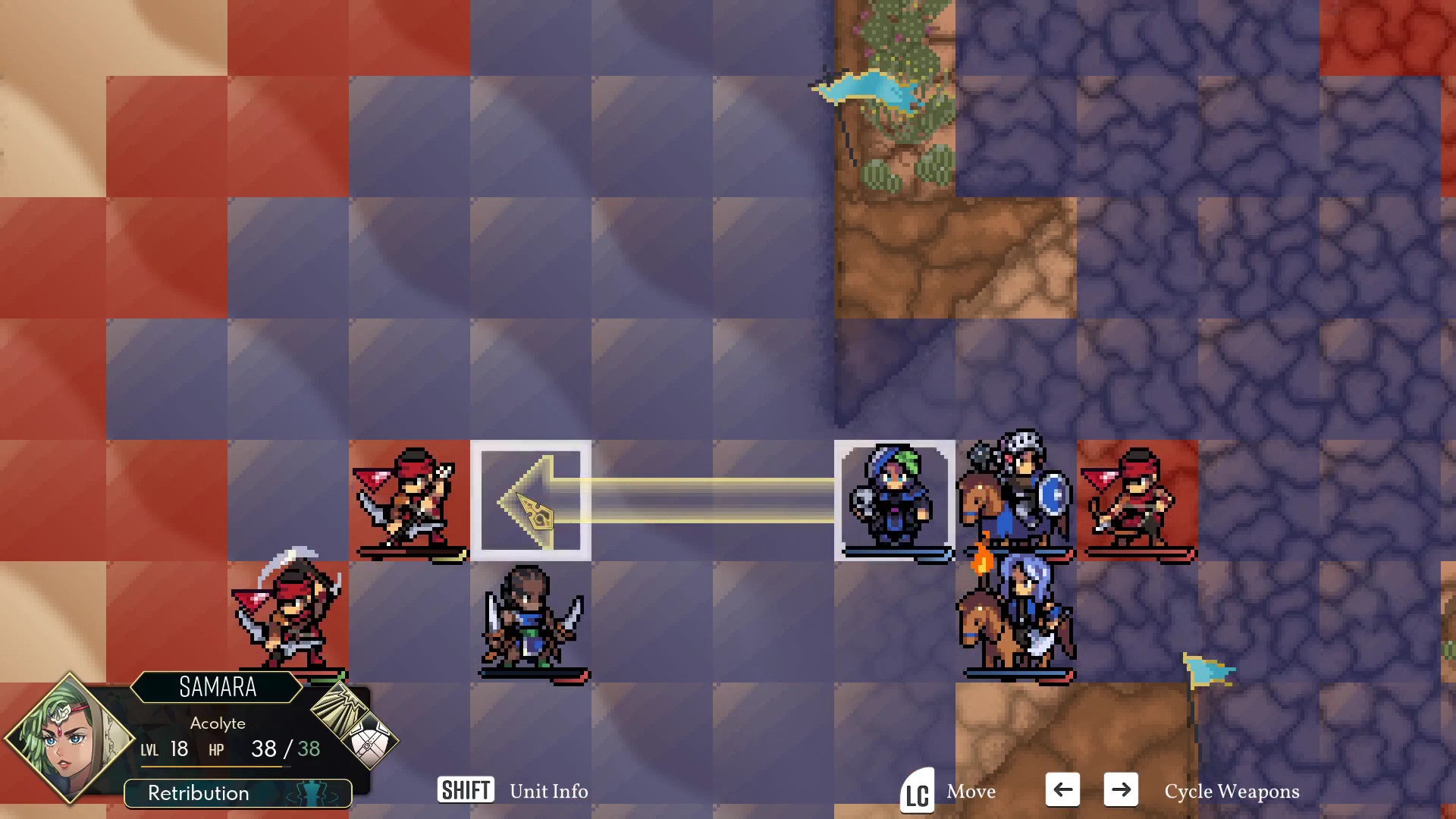 Dark Deity even has the red and blue indicators of a game like Fire Emblem. (Screenshot: Freedom Games)