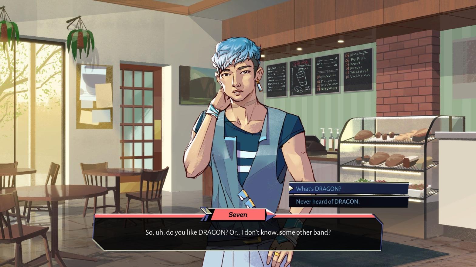 This is Seven. He is nice, look at how pretty he is. (Screenshot: Kitfox Games)
