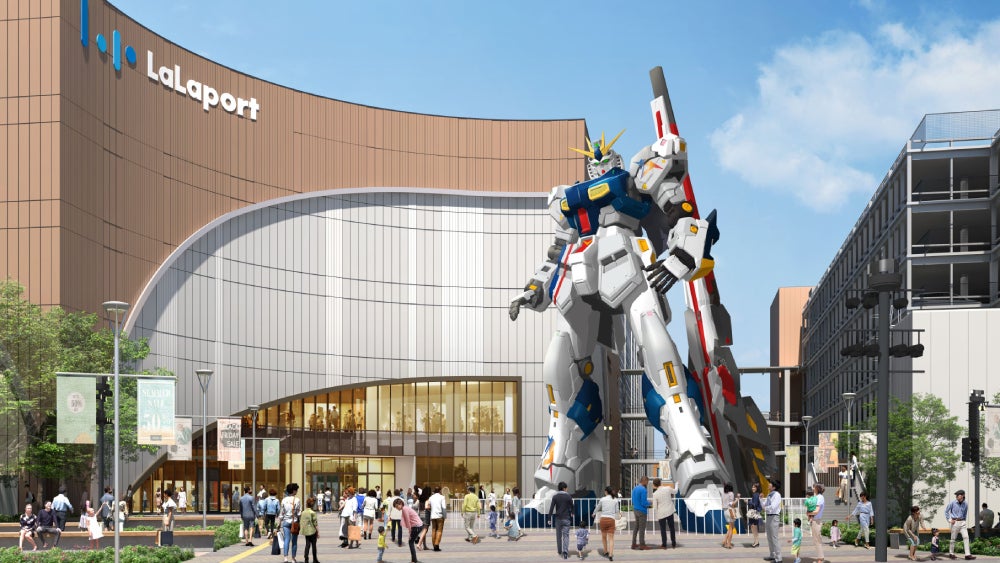 Pictured is an artist's rendering of the RX-93ff Nu Gundam statue.  (Image: Sunrise/Mitsui Fudosan)