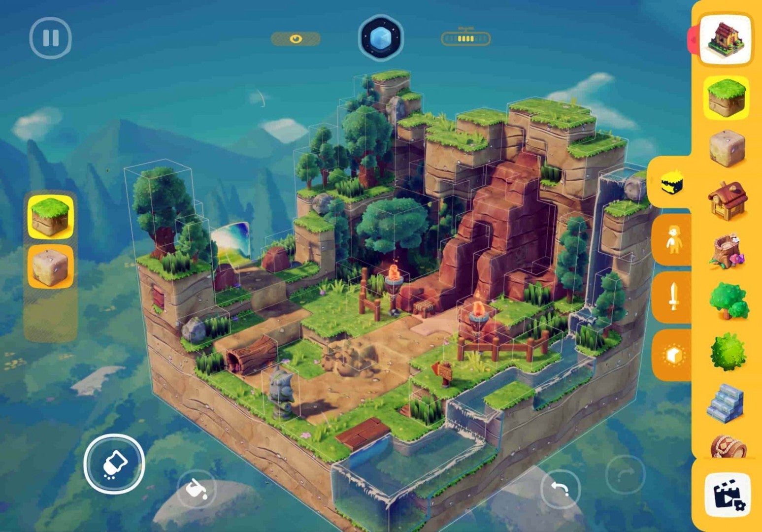  A simple editor makes it pretty easy to create and share little worlds. (Screenshot: Aquiris Game Studio)