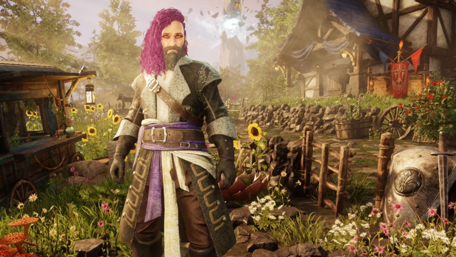 Just me, my purple hair, and veggies as far as the eyes can see.  (Screenshot: Amazon Games / Kotaku)