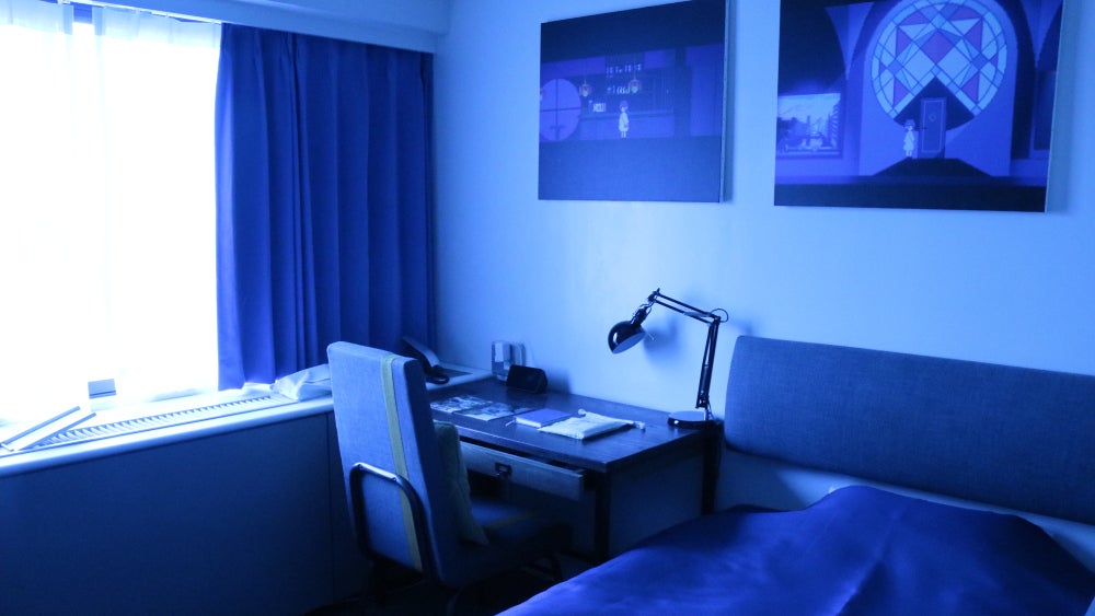 This room seems very blue. But I think it's the lighting.  (Image: Hotel Anteroom Kyoto/Hako Life)