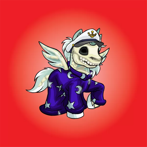 Captain Alicorn is looking dapper in her hat and wizard robe.  (Image: Solanart / Neopets Metaverse)