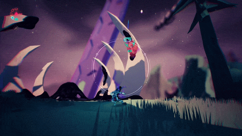 The first platforming challenge in Solar Ash tells you exactly what to do. (Gif: Heart Machine / Kotaku)