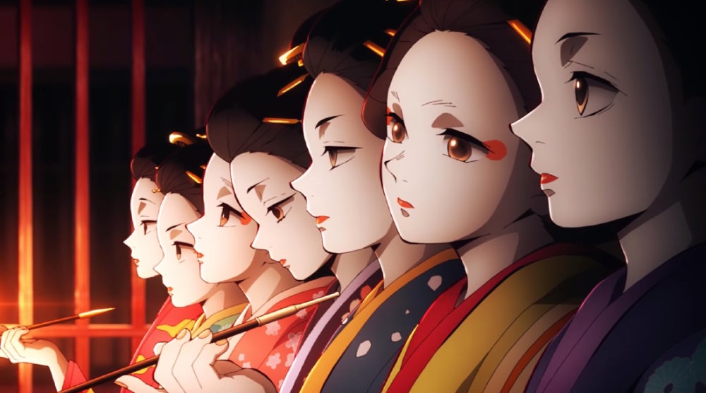 The women who worked in a yuukako were known as yuujo.  (Screenshot: ©吾峠呼世晴／集英社・アニプレックス・ufotable)