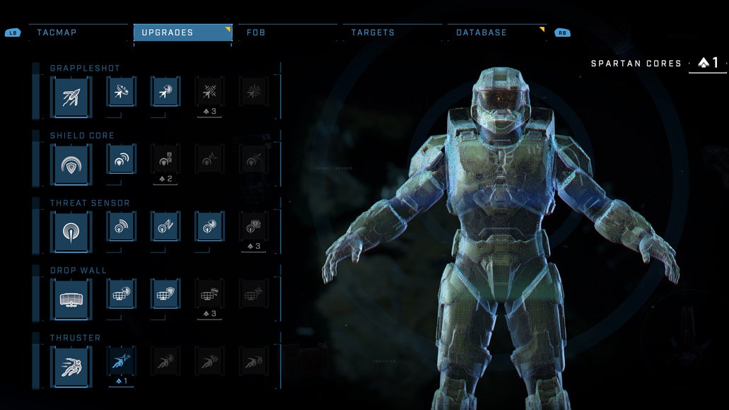 You can upgrade each of the five abilities four times. (Screenshot: 343 Industries)