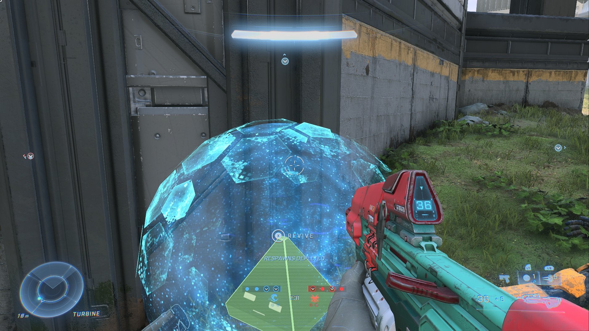 Revive orbs for your teammates are blue. Those of enemies are red. (Screenshot: 343 Industries / Kotaku)
