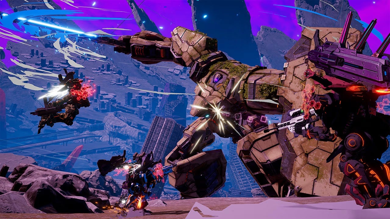 You can fight some pretty massive mechs in Daemon X Machina. (Screenshot: Marvellous)