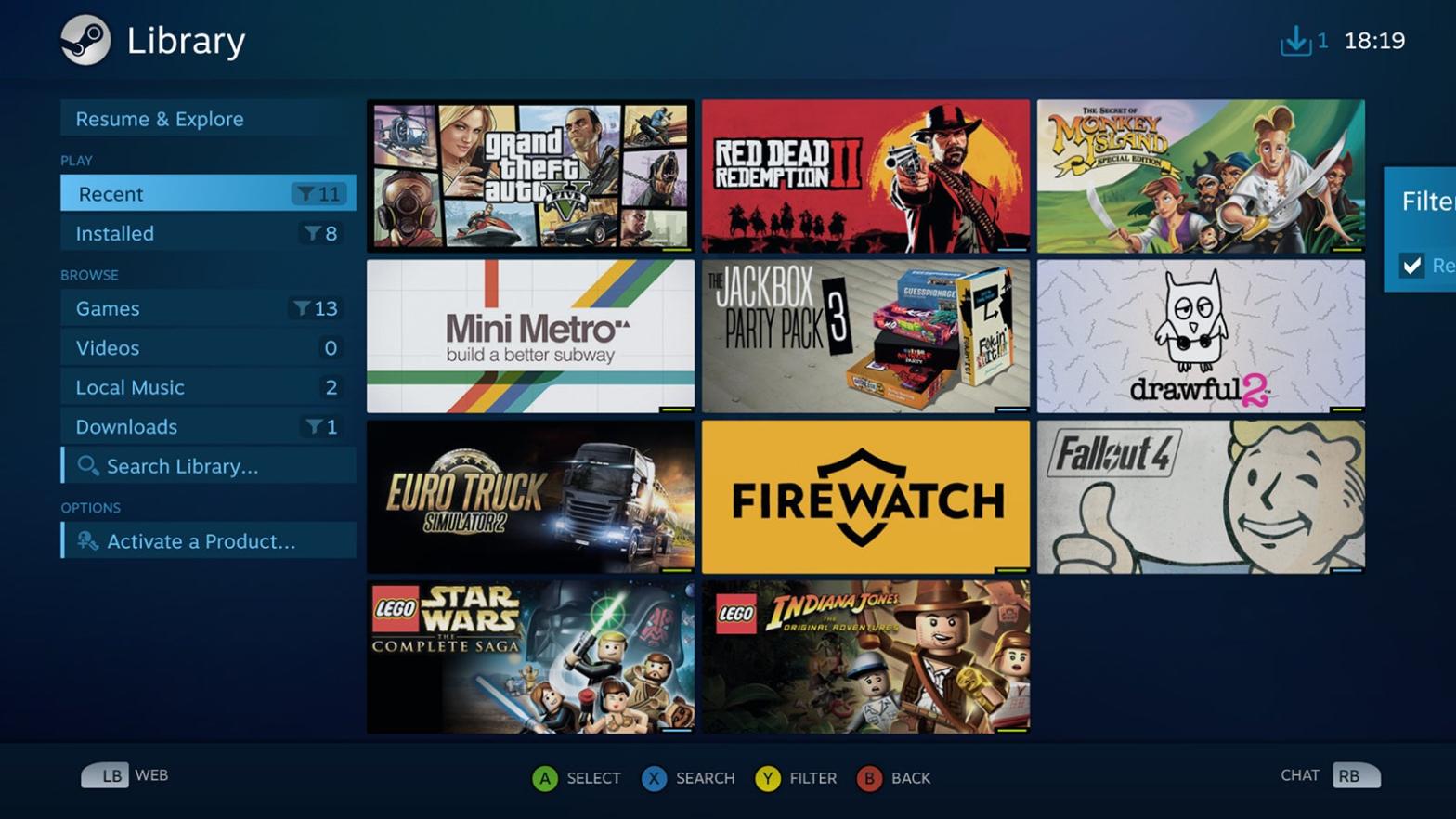 Depending on your device, you might see Steam's Big Picture mode. (Screenshot: Steam)