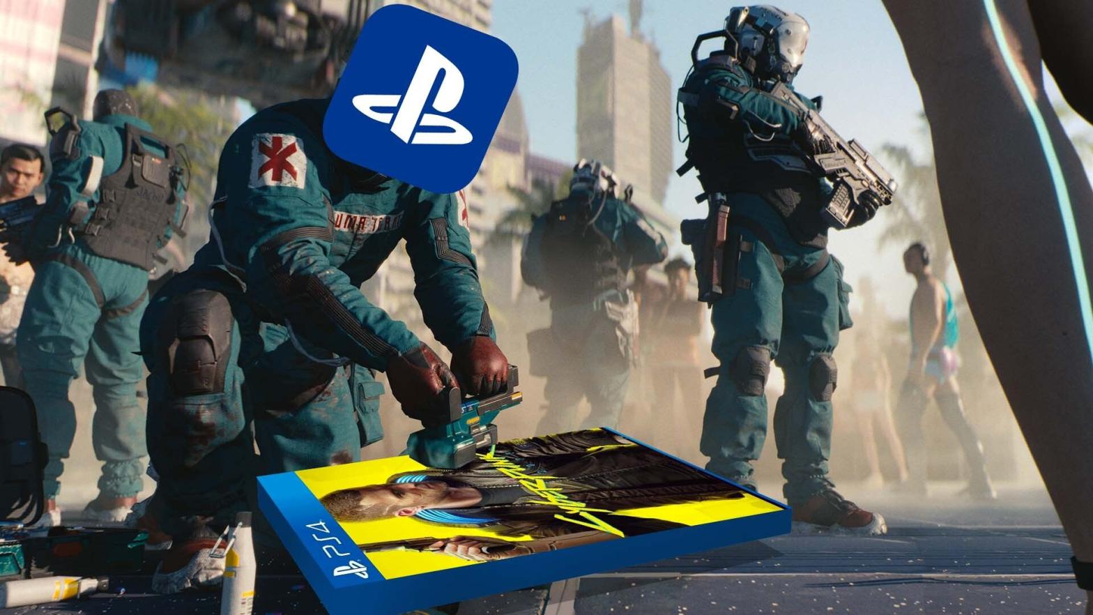 Come on, PS4 Cyberpunk 2077, work with me here. (Image: CD Projekt Red / Sony / Kotaku)
