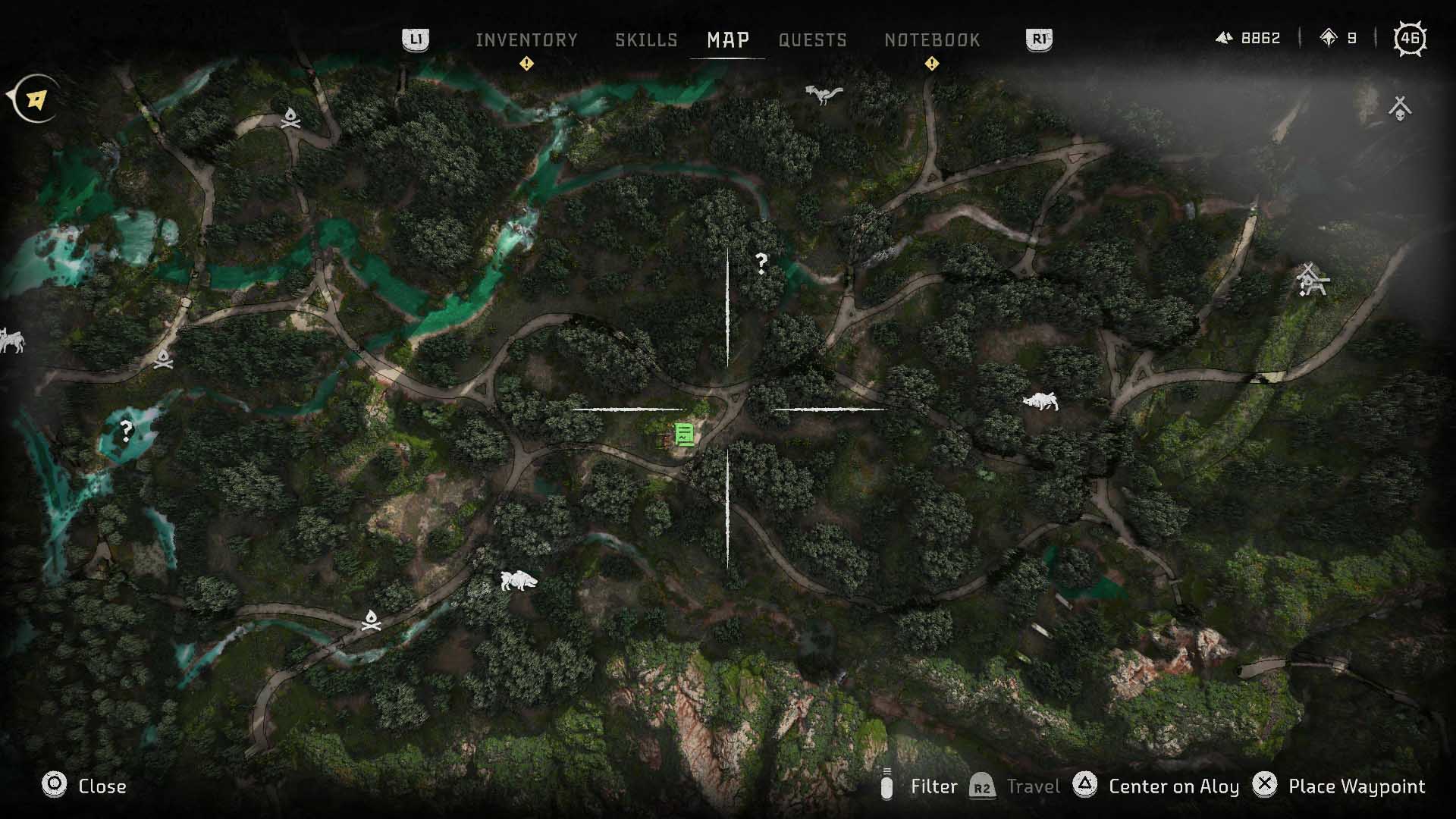 That green icon in the centre of the map indicates an NPC who will give you Salvage Contracts. (Screenshot: Sony / Kotaku)
