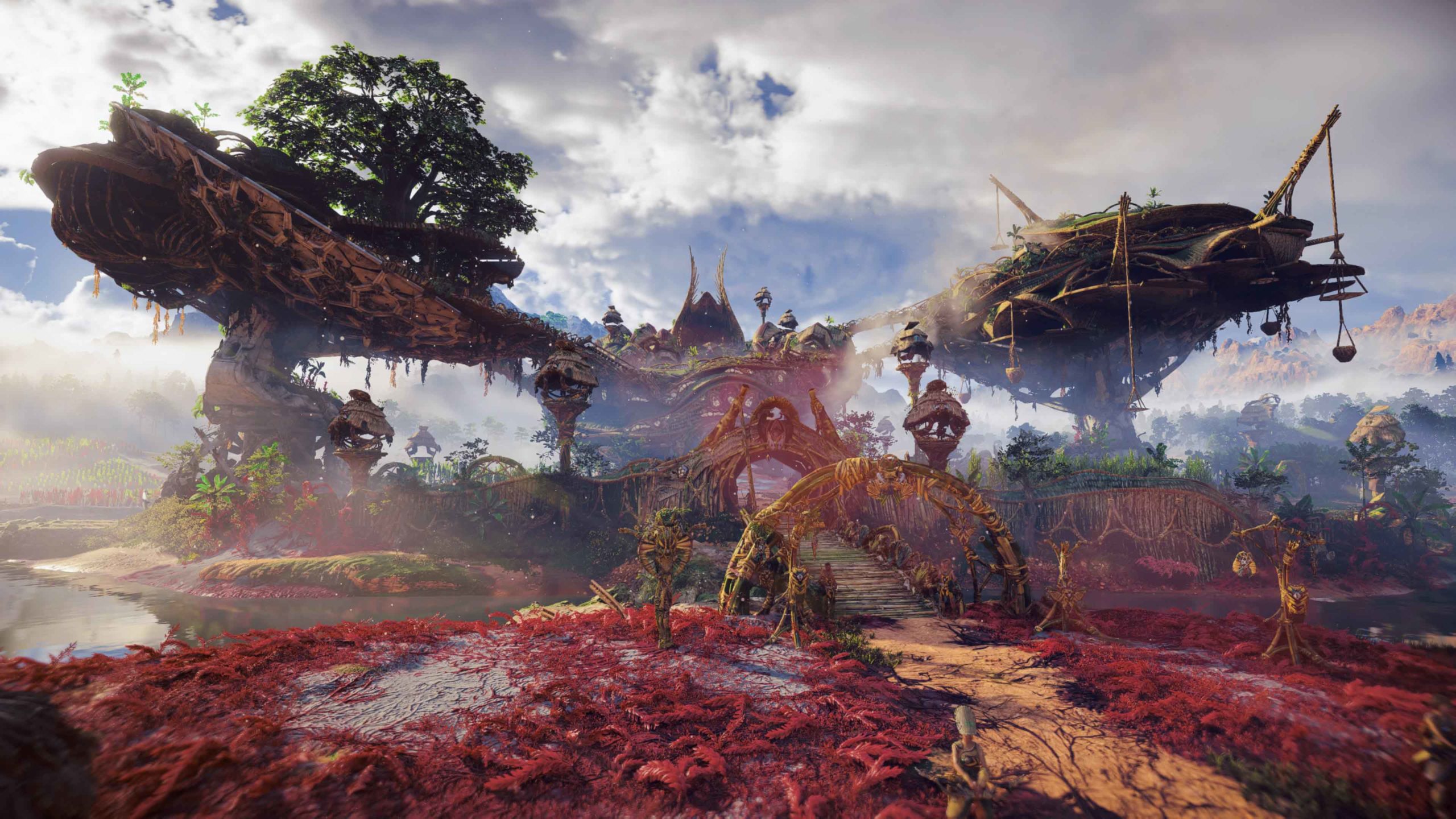 Plainsong is one of Horizon Forbidden West's most striking locales, and is a hub area for the start of many side-quests. (Screenshot: Sony / Kotaku)
