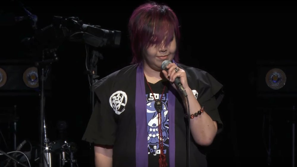 The voice actor is also a recording artist.  (Screenshot: 緒方恵美 Megumi Ogata/YouTube/Kotaku)