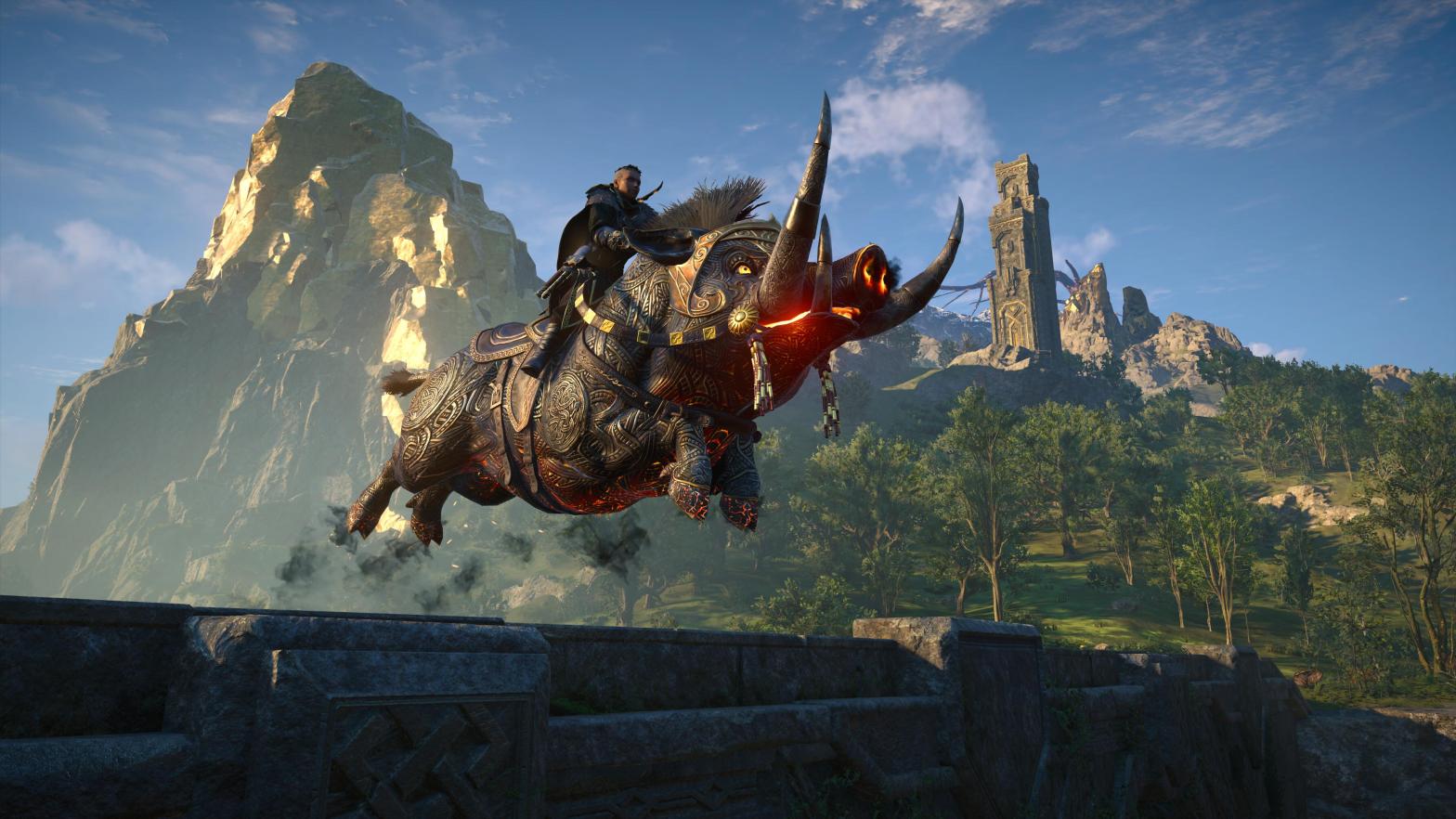 When pigs fly, I'll ride an unrealistic mount... wait... (Screenshot: Ubisoft / Kotaku)