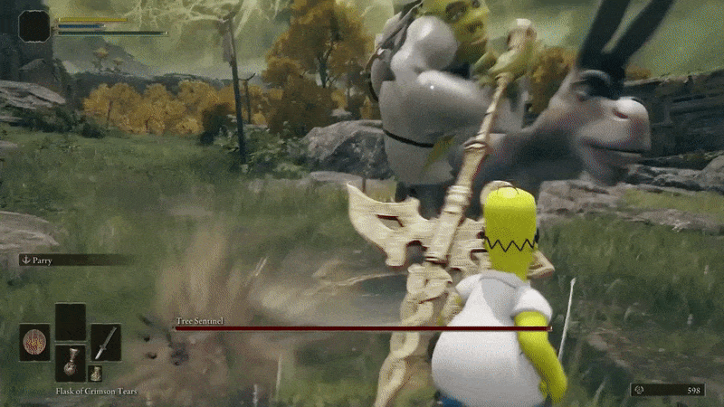 To be fair, Homer should have known better than to trespass on Shrek's swamp.  (Gif: ToastedShoes / Kotaku)