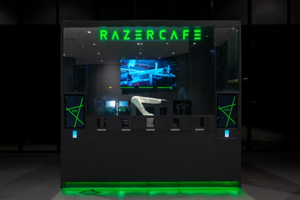 A robot-arm barista awaits your order.  (Image: Razer)
