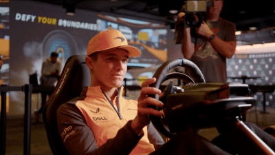 Lando Norris Stopped By Fortress Melbourne And Set A Hot Lap On Their Sim Rig
