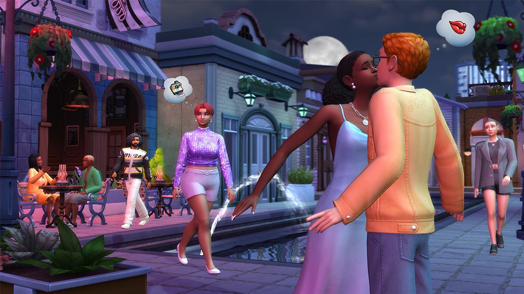 That dress and the oversized blazer in the background are what's really worth swooning over. (Screenshot: EA)