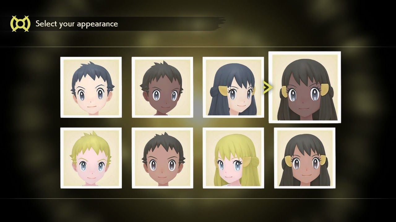 Pokémon Arceus's character selection screen. (Screenshot: Game Freak / Kotaku)