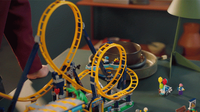 LEGO Roller Coaster Launches Minifig Riders From A Three-Foot Tower Through Two Full Loops
