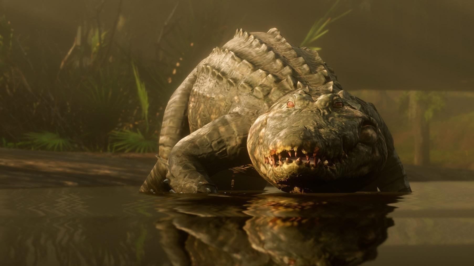 An alligator as seen in Red Dead Redemption II (Screenshot: Rockstar Games)
