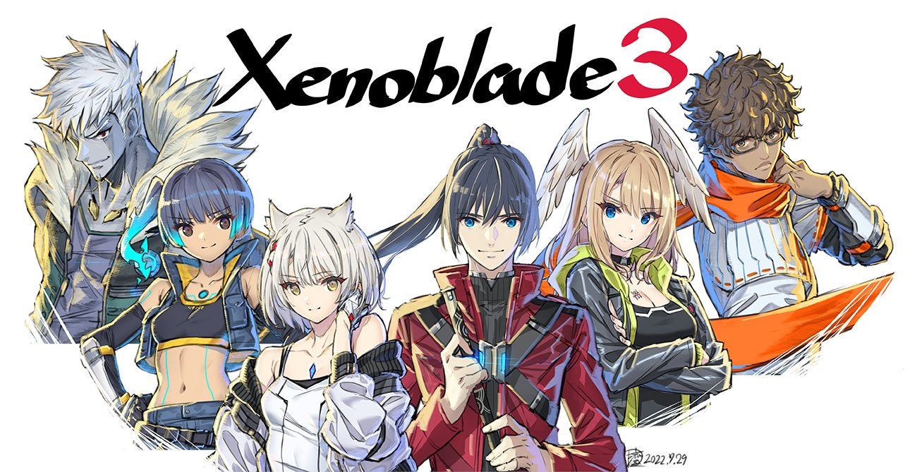 The cast of Xenoblade 3, illustrated by lead character designer Masatsugu Saito to commemorate the game's launch. (Illustration: Monolith Soft / Nintendo / Masatsugu Saito)