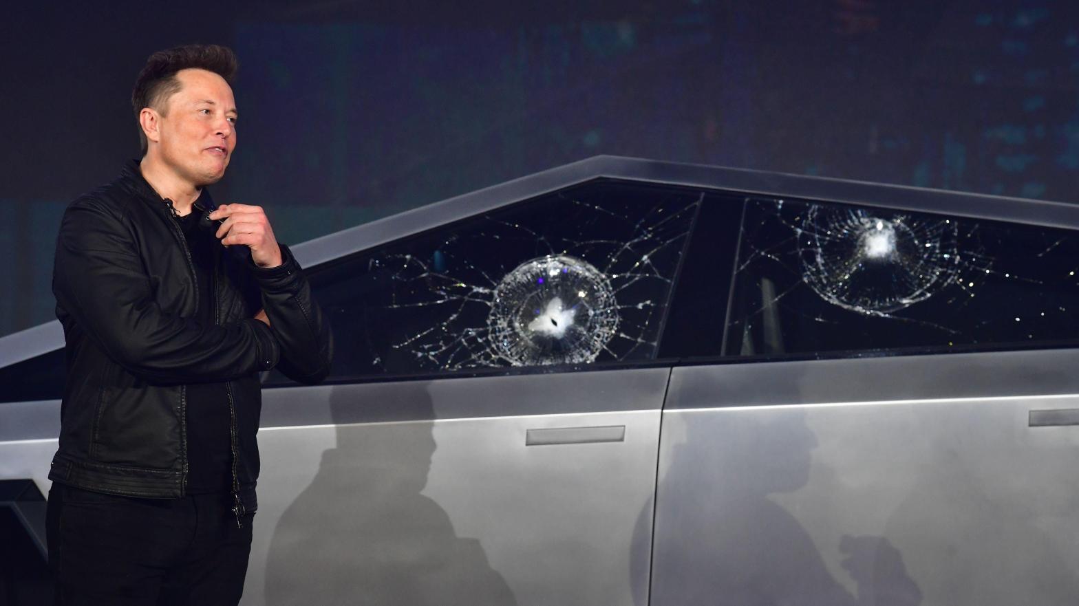 Elon's going to need a Cybertruck that's actually bulletproof if he's going to go up against the bear named Apple. (Photo: Frederic J. Brown / AFP, Getty Images)