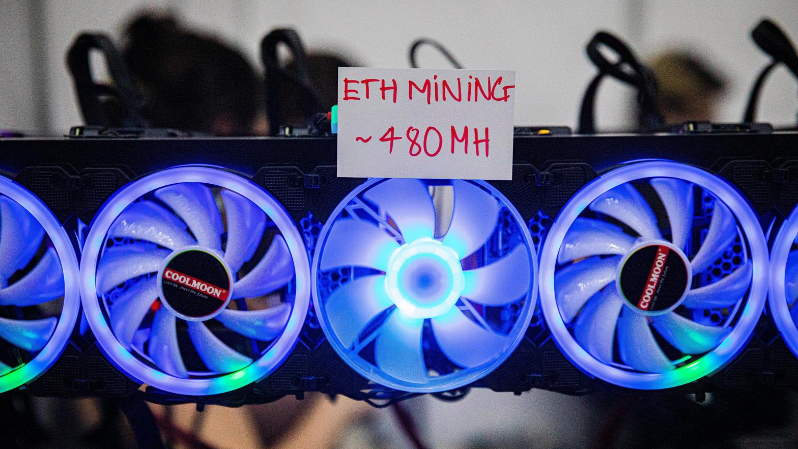 Ethereum mining rigs. (Photo: Lauren DeCicca, Getty Images)