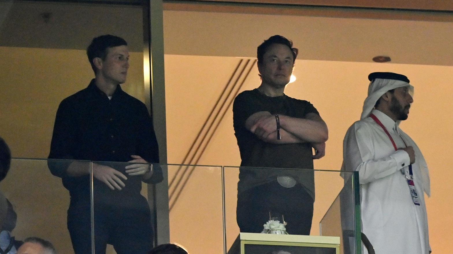 Jared Kushner and Elon Musk look on during the FIFA World Cup Qatar 2022 final match between Argentina and France. (Photo: Dan Mullan, Getty Images)
