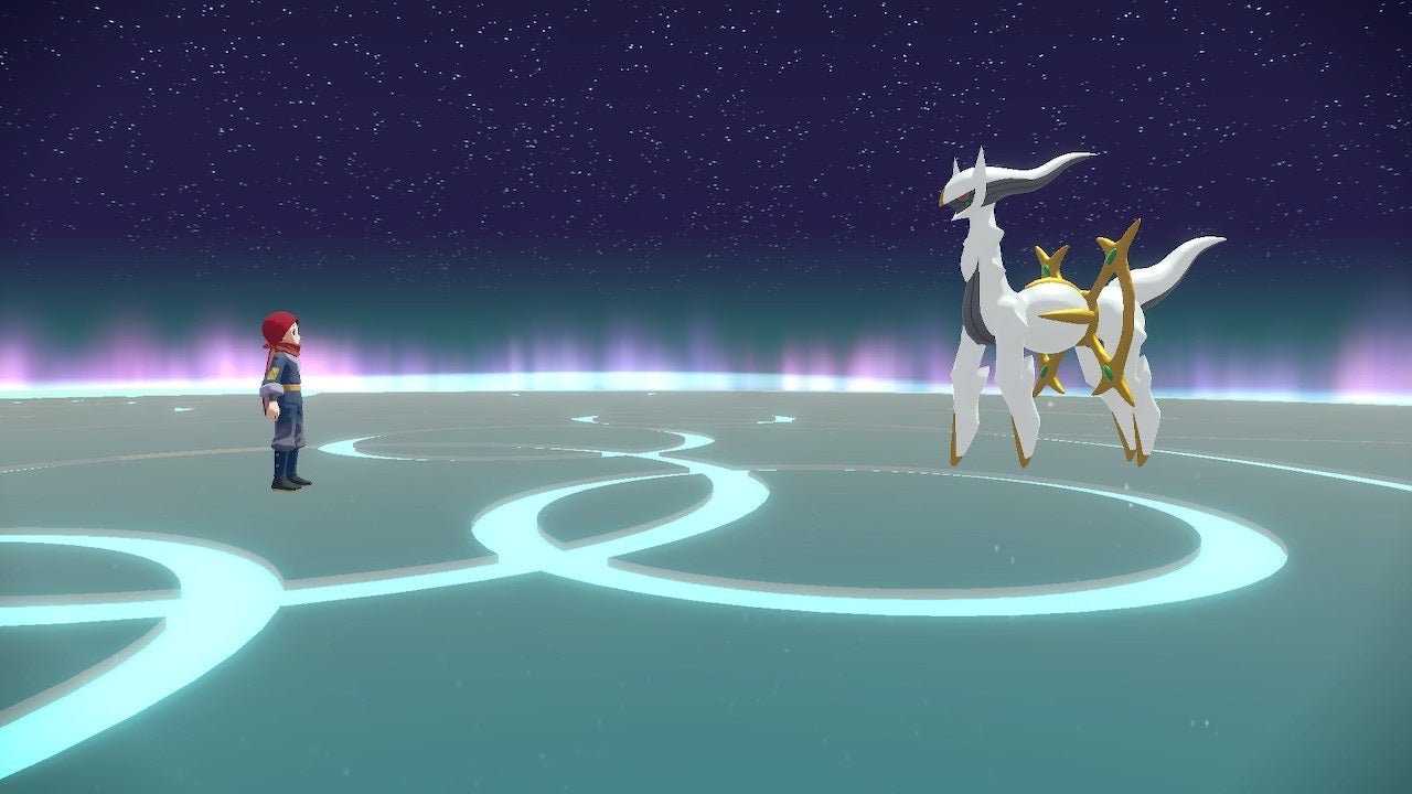 As the title implies, Arceus plays a major role in the story of Pokémon Legends: Arceus rather than simply being an event tacked onto another game. (Screenshot: The Pokémon Company / Kotaku)