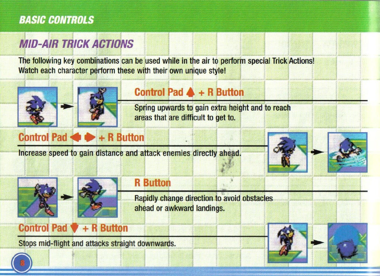 An excerpt from the game's instruction manual, detailing the trick system. (Photo: Sega / Internet Archive)