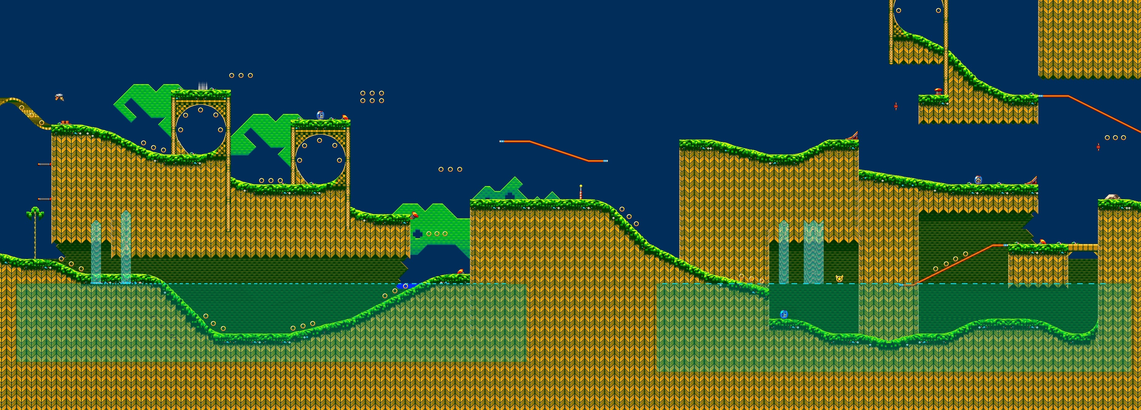 The two pools of water, as seen in the level's map data (Screenshot: Sega / Sonic Retro)
