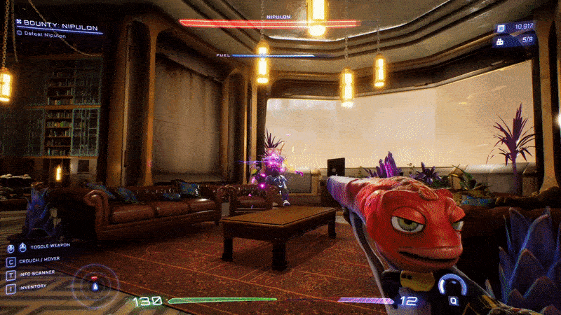 If you're constantly rotating guns, you almost never need to reload in High On Life. (Gif: Squanch Games / Kotaku)