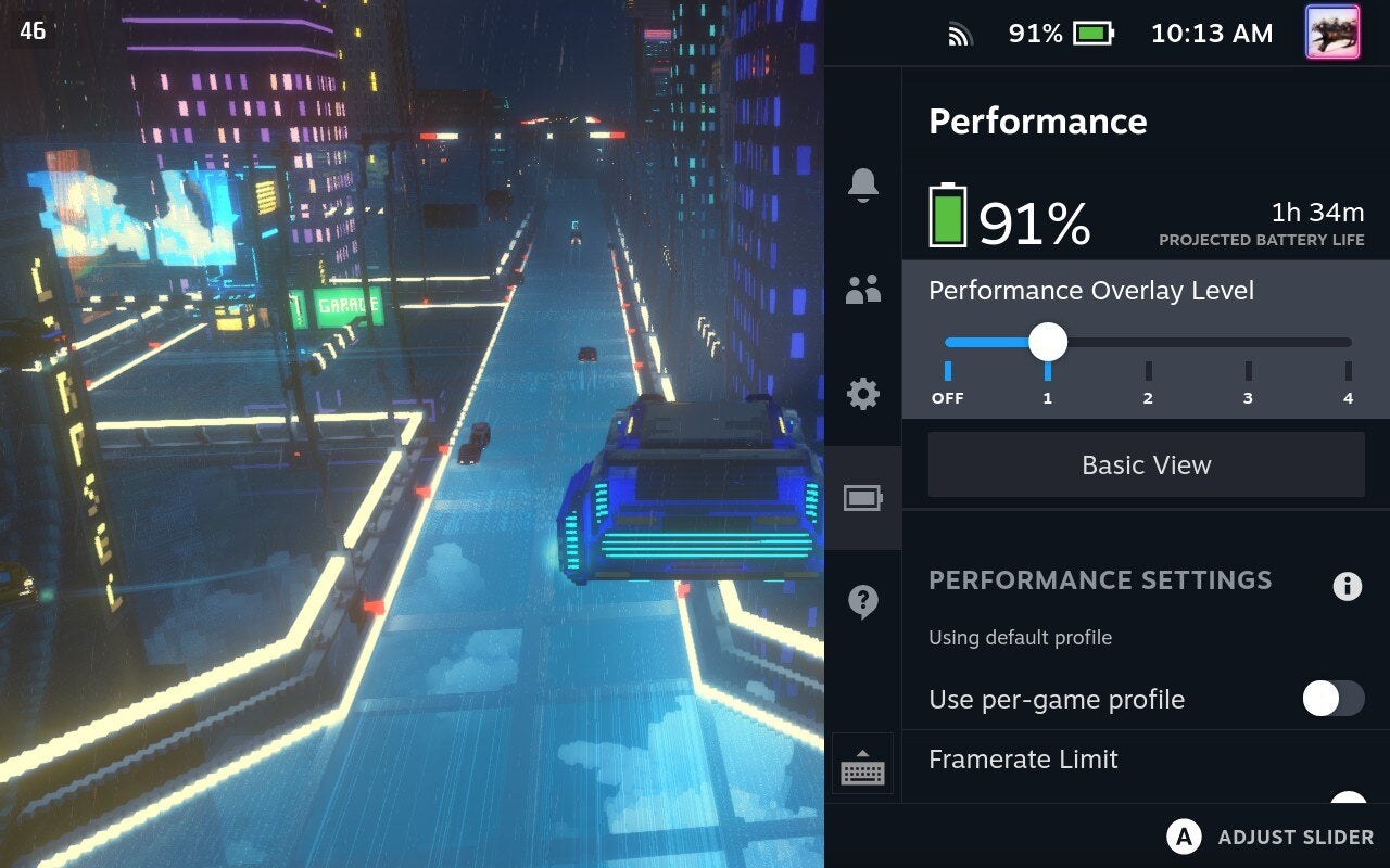 Note the frame-rate number in the upper left corner. This is a quick way to see how a game is running on your Steam Deck.l (Screenshot: Ion Lands / Valve / Kotaku)
