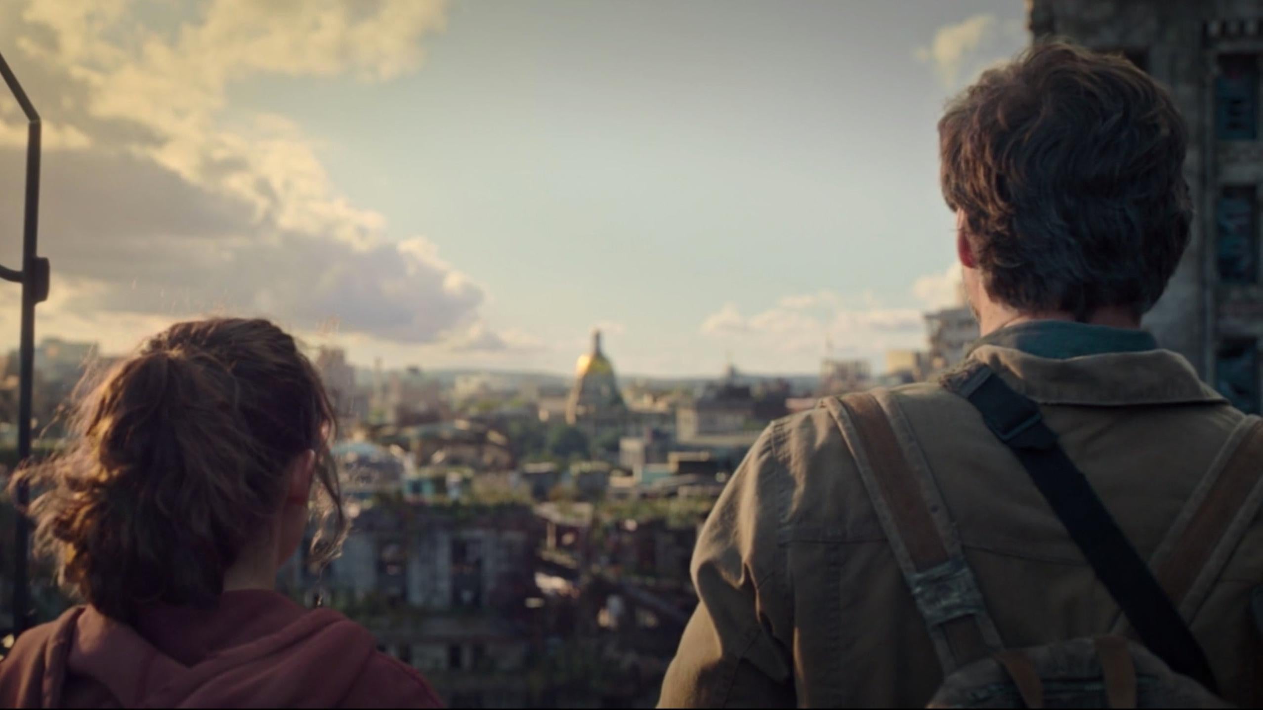 Joel and Ellie admire the view in the TV show... (Screenshot: HBO)
