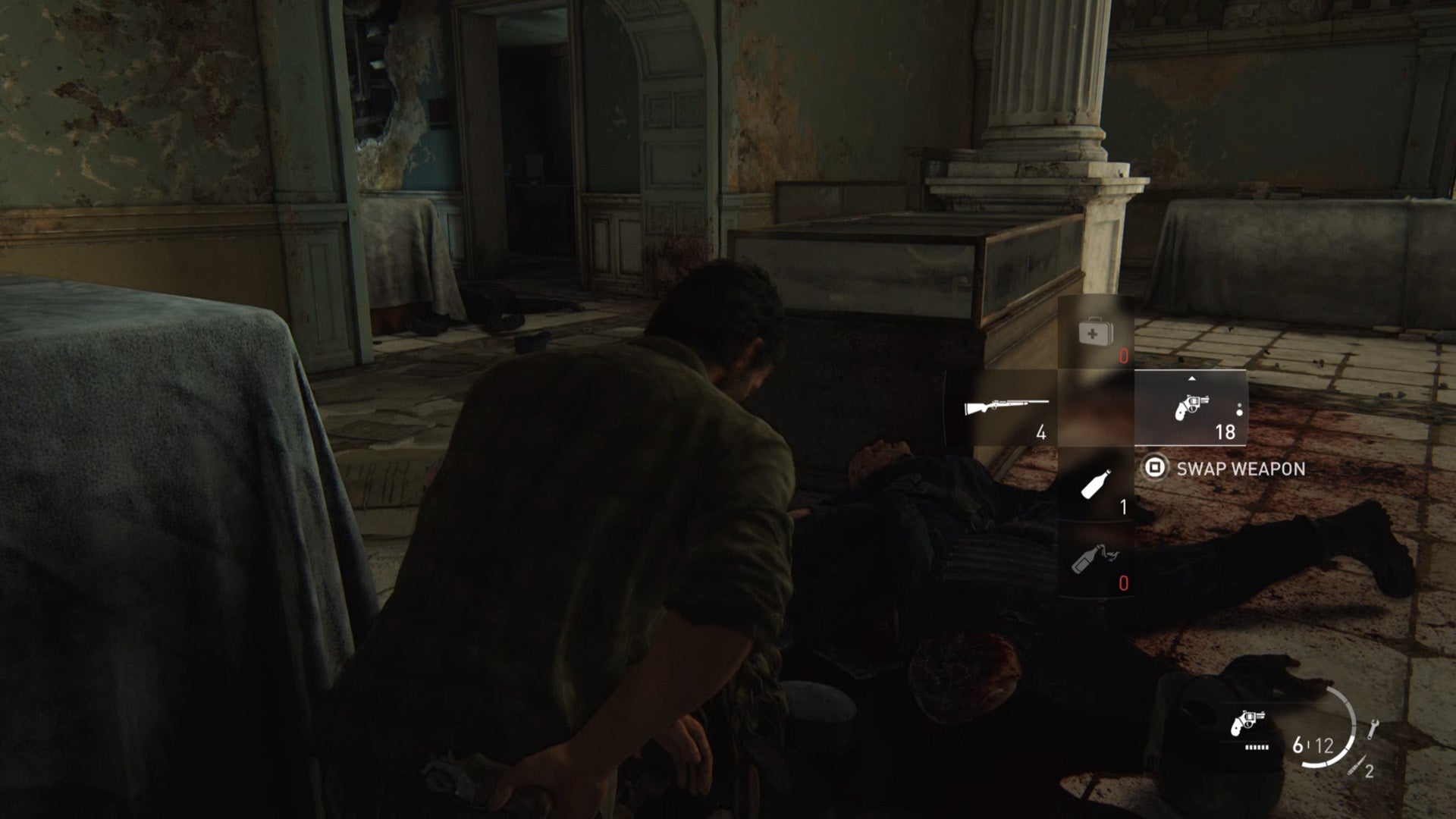 The slow push and pull of item management is a part of The Last of Us' drama and tension. (Screenshot: Naughty Dog / Kotaku)