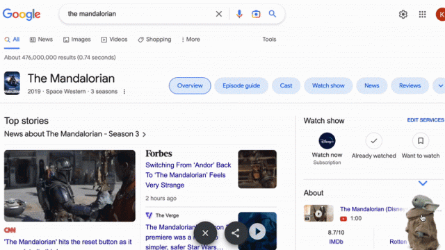 The Mandalorian’s Grogu Is Up To Some Shenanigans In Google Search