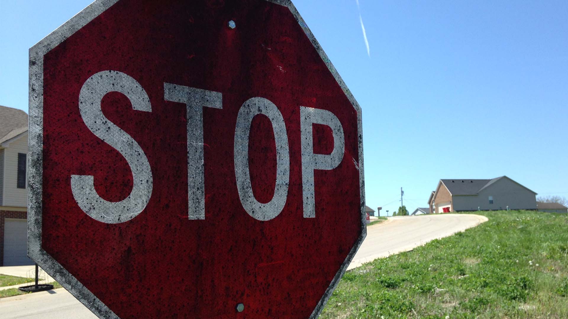 A stop sign from 2014 covered in whiskey fungus  (Photo: Ivan Couronne, Getty Images)