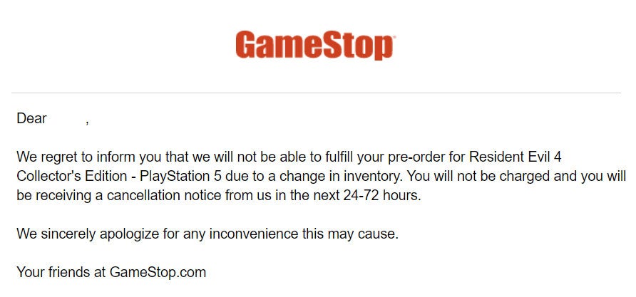 GameStop Employees Freak Out As All Resident Evil 4 CE Store Pre-Orders Get Cancelled [Update]