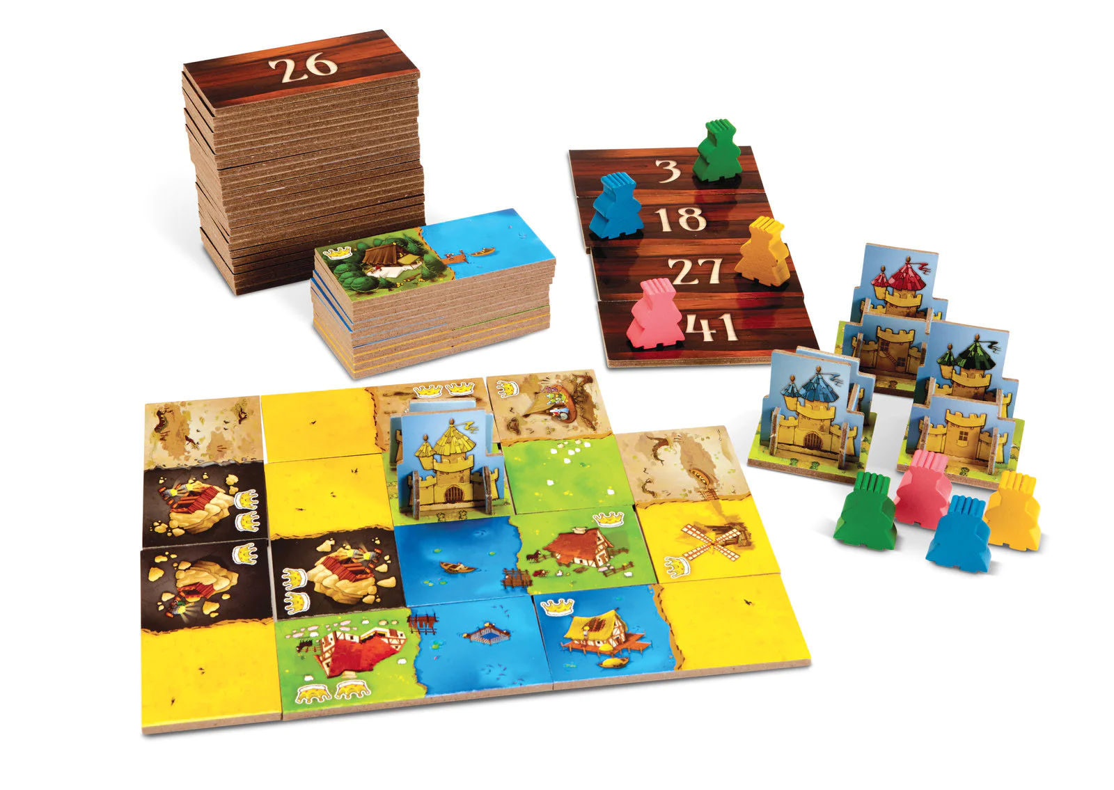 Kingdomino's components stack and tuck away nicely in its box, keeping the game's packaging to a minimum (Image: Kingdomino)