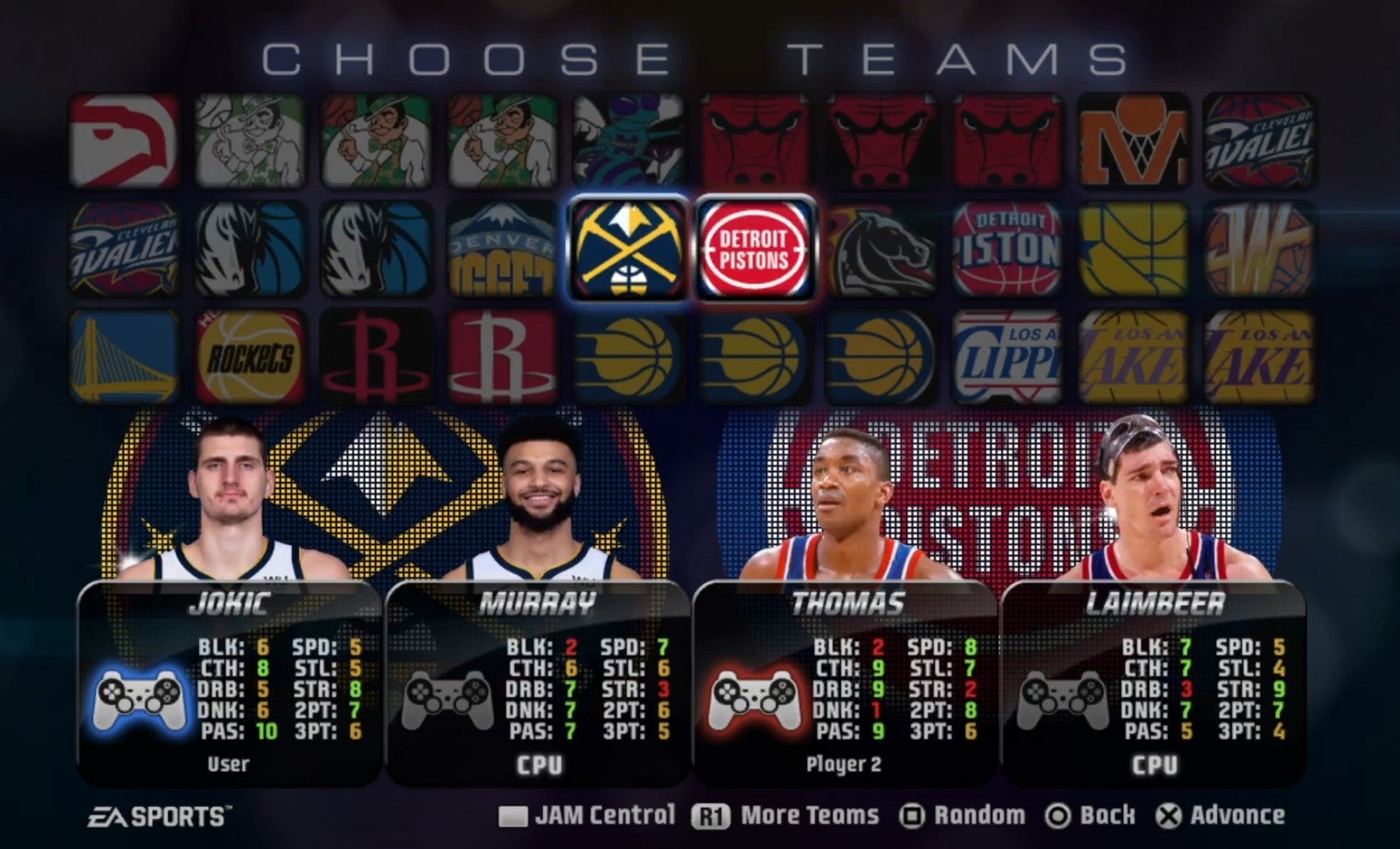 Current squads can take on teams from the 80's (Screenshot: NBA JAM: Legends On Fire Edition)