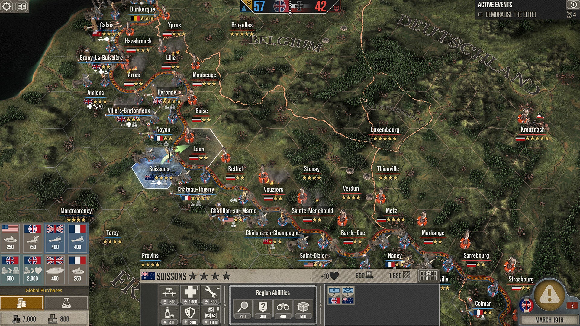 The strategic aspect is where you amass your forces before descending into an RTS battle (Screenshot: The Great War)