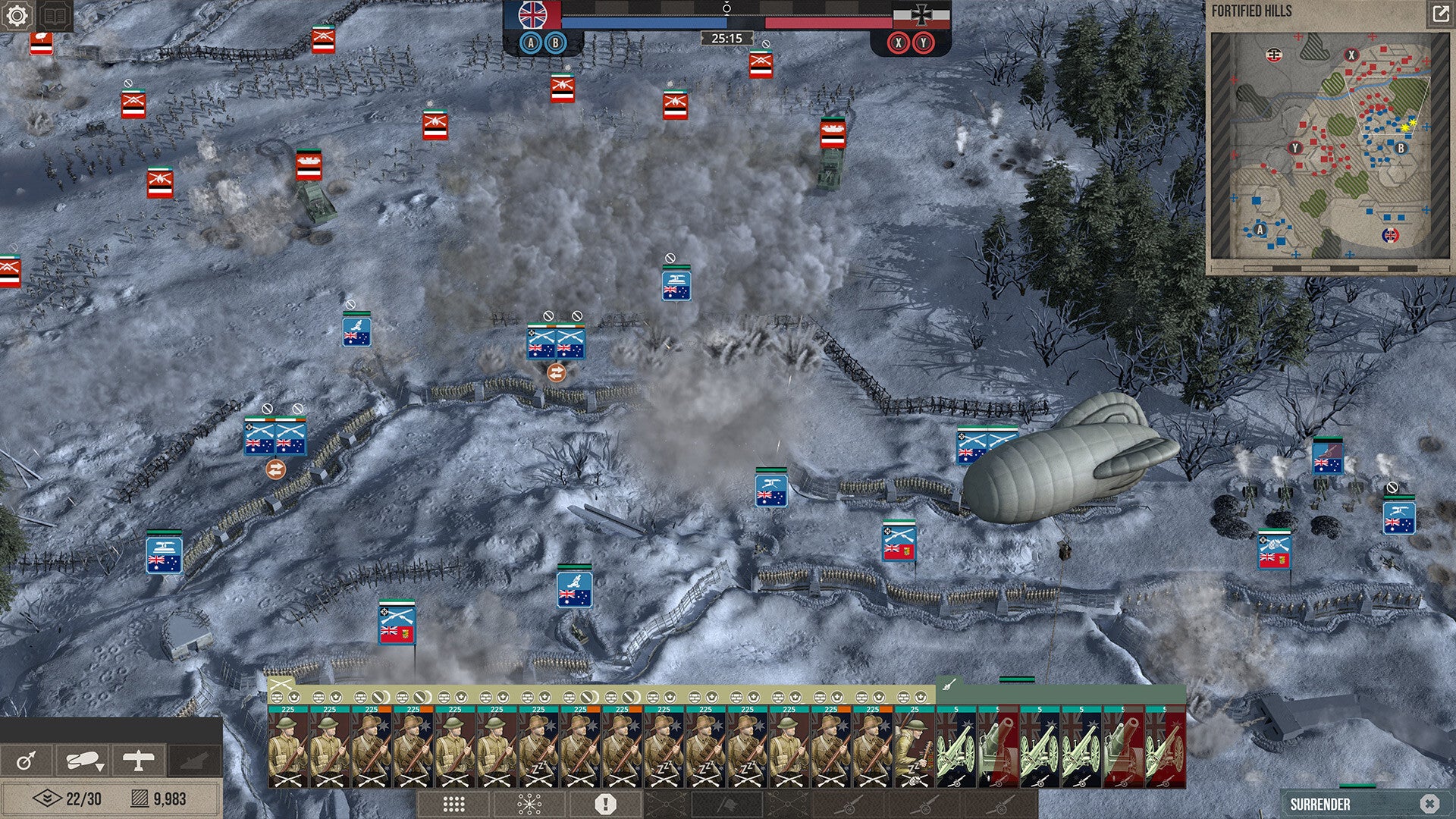 The RTS battles themselves are a disappointment (though it's great to see a game with so much Australian representation, something loads of strategy games miss!) (Screenshot: The Great War)