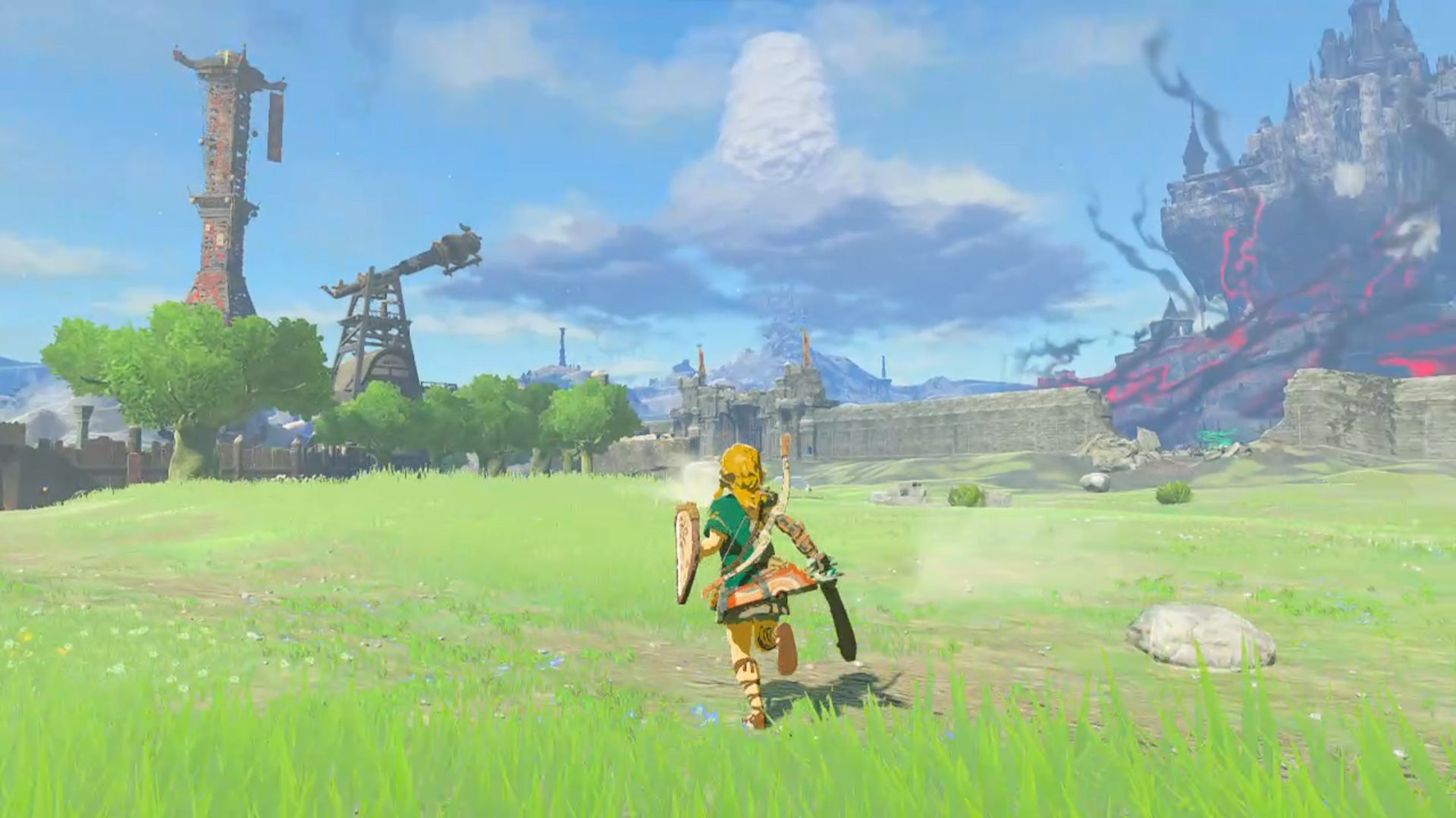 There's always something on the horizon that will help you figure out where you are. (Screenshot: Nintendo / Kotaku)